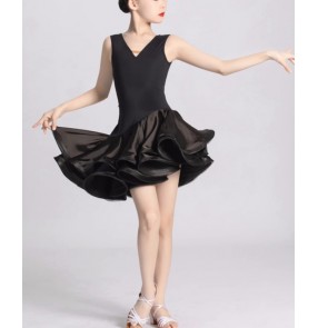 Girls ballroom latin dance dresses for kids children latin salsa rumba chacha ballroom dancing costumes for kids 